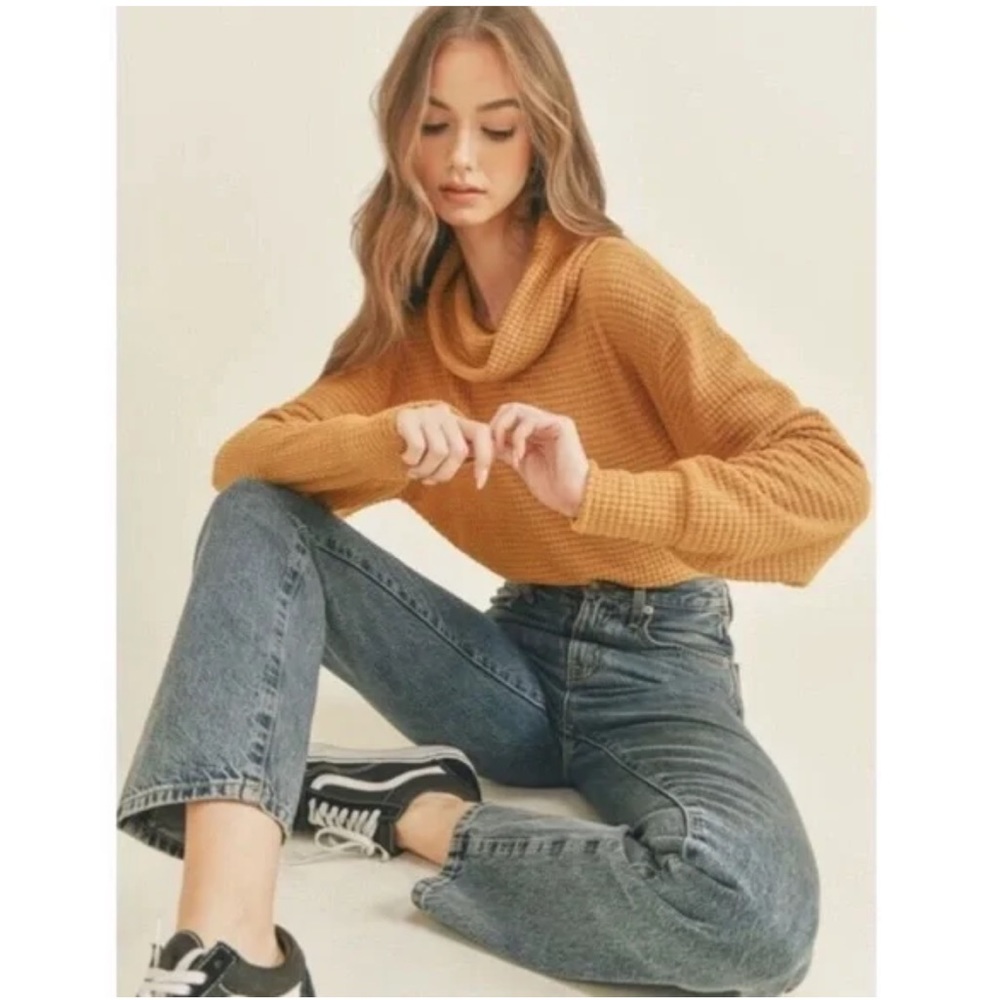 NWT Free People Juicy Long Sleeve Ribbed Thermal Top Oversized OB1581267 C19